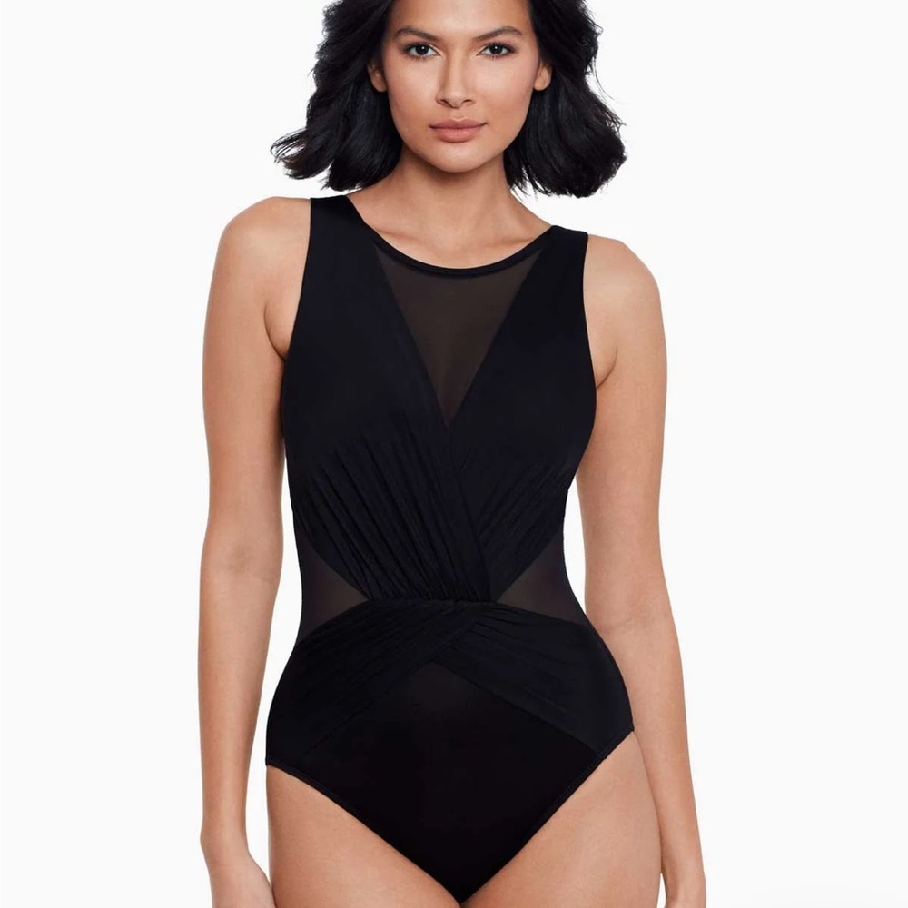 Miraclesuit Palma Black One Piece Swimsuit sz 8